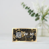 Muster für Gold-Blätter | QR-Code Visitenkarte (Stehend Vorderseite)