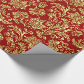 Muster für Gold- und Burgunder-Floral-Damaskus Geschenkpapier (Ecke)