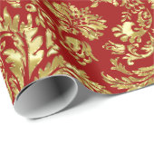 Muster für Gold- und Burgunder-Floral-Damaskus Geschenkpapier (Rolleneckpunkt)