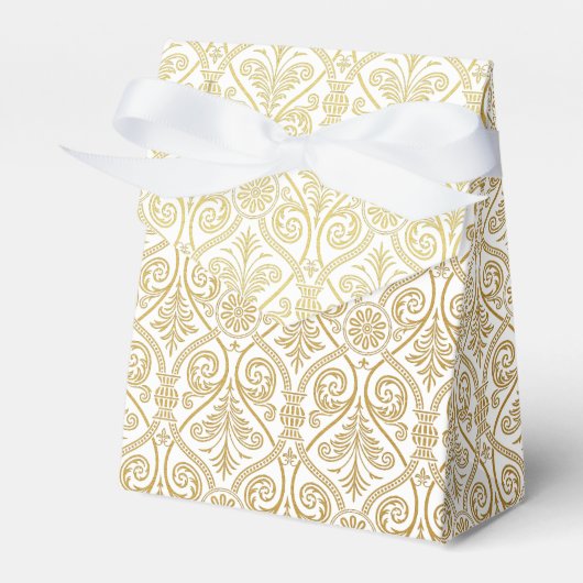 Muster für Gold und Weiß Damask Gefälligkeitsbox Geschenkschachtel (Vorderseite)