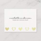 Muster für goldene Herzen | Weiß Grau Visitenkarte (Vorderseite)