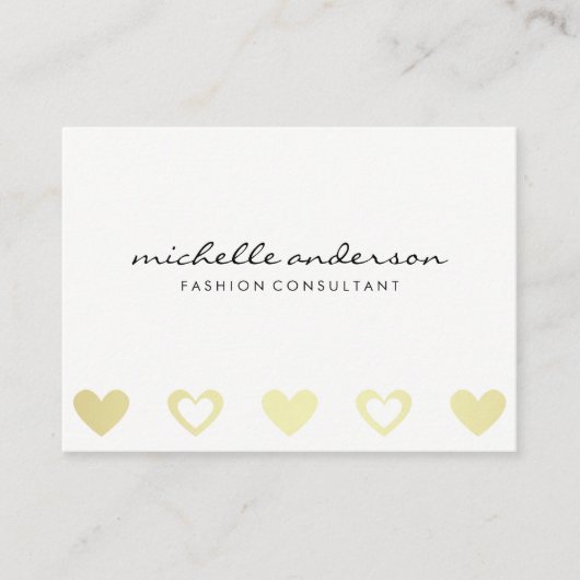 Muster für goldene Herzen | Weiß Grau Visitenkarte (Vorderseite)