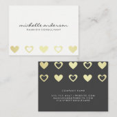 Muster für goldene Herzen | Weiß Grau Visitenkarte (Vorne/Hinten)