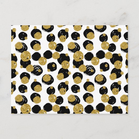 Muster für goldene und schwarze Punkte Postkarte (Vorderseite)