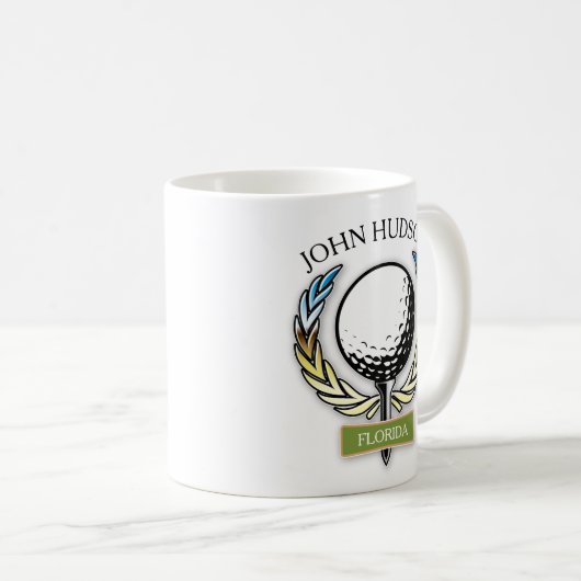 Muster für Golf mit Kleider-Monogramm-Vorlage Kaffeetasse (VorderseiteRechts)