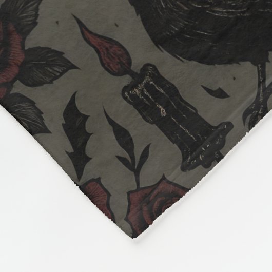 Muster für Gothic Skulls, Crows & Rose Fleecedecke (Ecke)