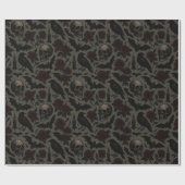 Muster für Gothic Skulls, Crows & Rose Geschenkpapier (Flach)