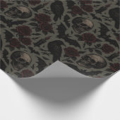 Muster für Gothic Skulls, Crows & Rose Geschenkpapier (Ecke)