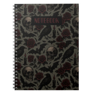 Muster für Gothic Skulls, Crows & Rose Notizblock