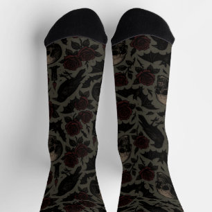 Muster für Gothic Skulls, Crows & Rose Socken