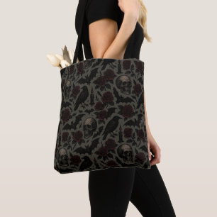 Muster für Gothic Skulls, Crows & Rose Tasche