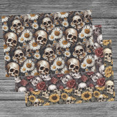 Muster für gotische Skulls und Blume Geschenkpapier Set