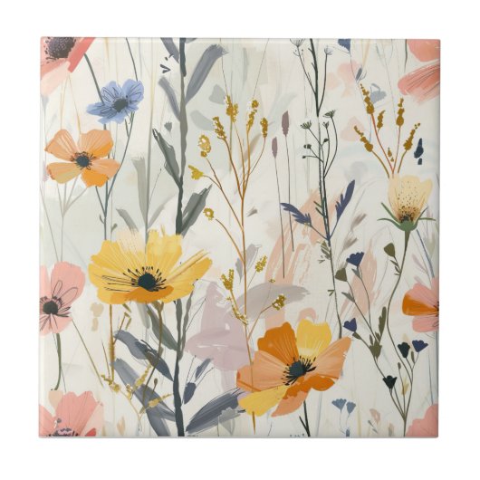 Muster für Gouache Meadow Blume Fliese (Vorderseite)