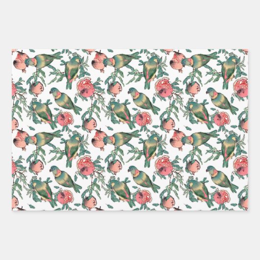 Muster für Granatapfel und Lovebirds Geschenkpapier Set (Vorderseite 3)