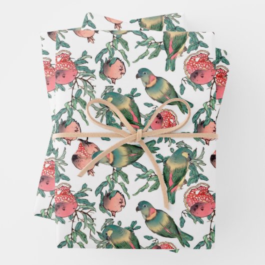 Muster für Granatapfel und Lovebirds Geschenkpapier Set (Beispiel)