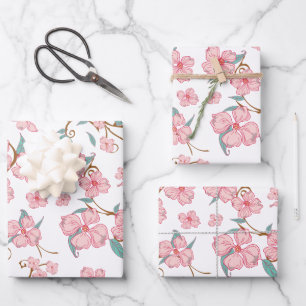 Muster für graue Blume Geschenkpapier Set
