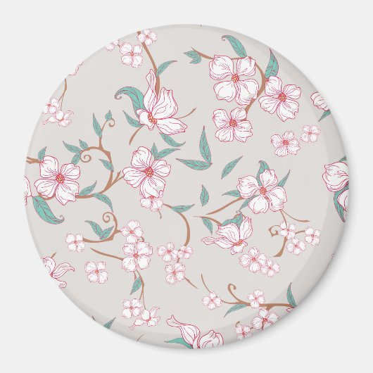 Muster für graue Blume Magnet (Vorne)