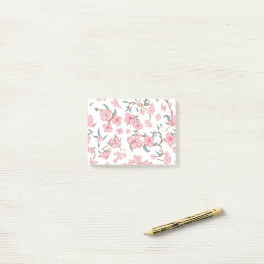 Muster für graue Blume Post-it Klebezettel (Auf Schreibtisch)