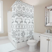 Muster für graue Rentiere und Schneeflocken Duschvorhang (Beispiel)