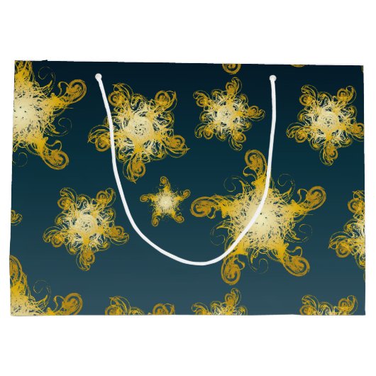 Muster für große gelbe dekorative Sterne Große Geschenktüte (Rückseite)