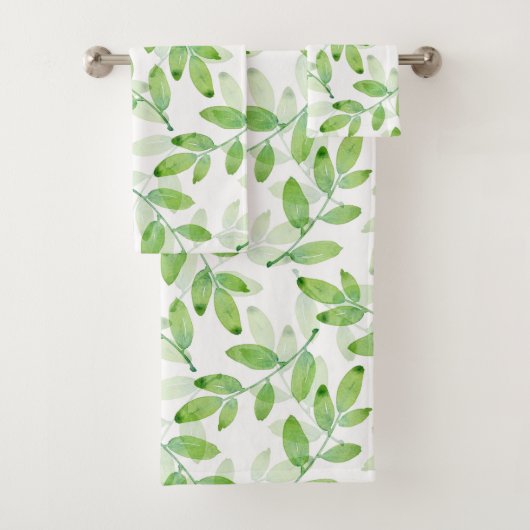 Muster für grün gestaffelte Blätter Badhandtuch Set (Insitu)