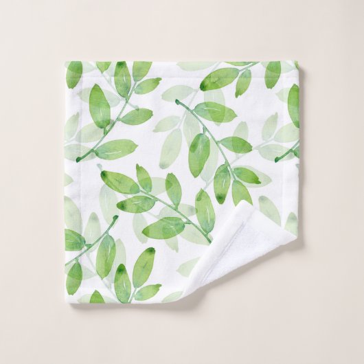 Muster für grün gestaffelte Blätter Badhandtuch Set (Waschlappen)