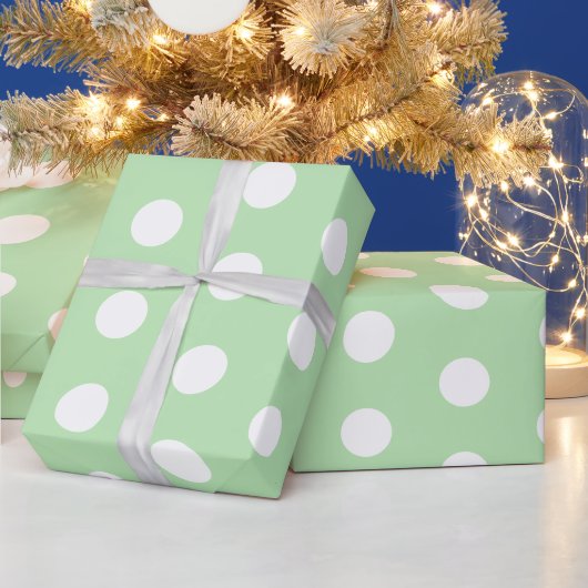 Muster für grün-weiße Polka-Dots Geschenkpapier (Feiertage)