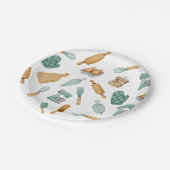 Muster für grüne Backwerkzeuge Pappteller (Schrägansicht)