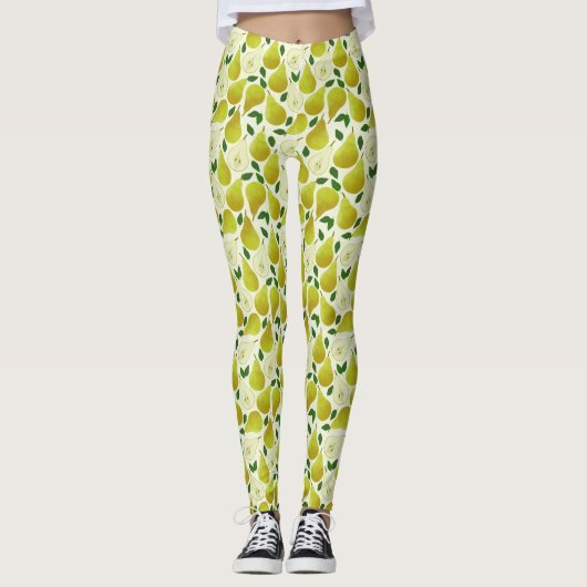 Muster für grüne Birnen Leggings (Vorderseite)