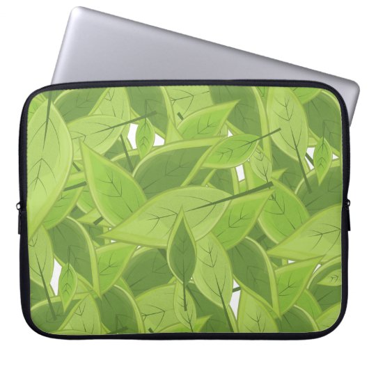 Muster für grüne Blätter Laptopschutzhülle (Vorderseite)