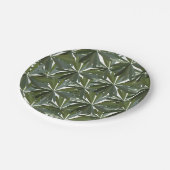 Muster für grüne Blätter Pappteller (Schrägansicht)