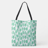 Muster für grüne Blätter und blaue Monogramme Tasche (Rückseite)