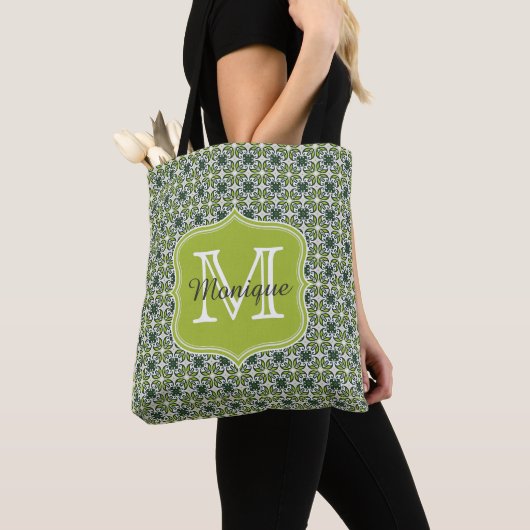Muster für grüne Blume Tasche (Von Nahem)