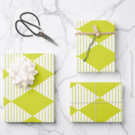 Muster für grüne Diamantstreifen Geschenkpapier Set