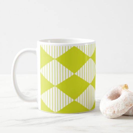 Muster für grüne Diamantstreifen Kaffeetasse (Mit Donut)