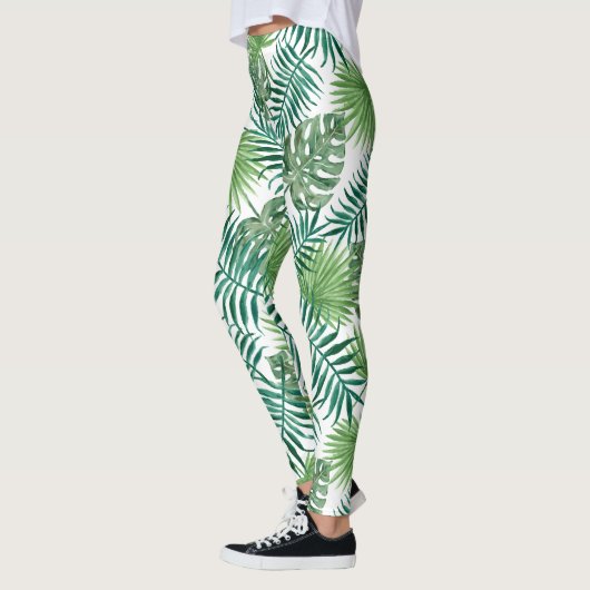 Muster für grüne exotische Blätter Leggings (Links)