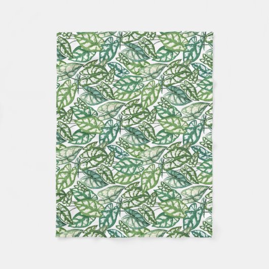Muster für grüne tropische Blätter Fleecedecke (Vorderseite)