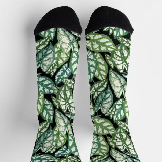 Muster für grüne tropische Blätter Socken (Oben)
