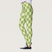 Muster für grüne und cremefarbene Fliesen Leggings (Links)