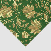 Muster für grüne und goldfarbene Damaskus Seidenpapier (Detail)