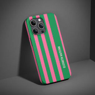 Muster für grüne und rosa Streifen Personalisiert iPhone 16 Pro Hülle