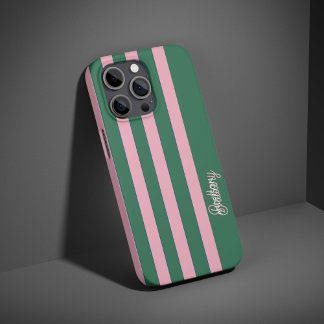 Muster für grüne und rosa Streifen Personalisiert iPhone 16 Pro Hülle