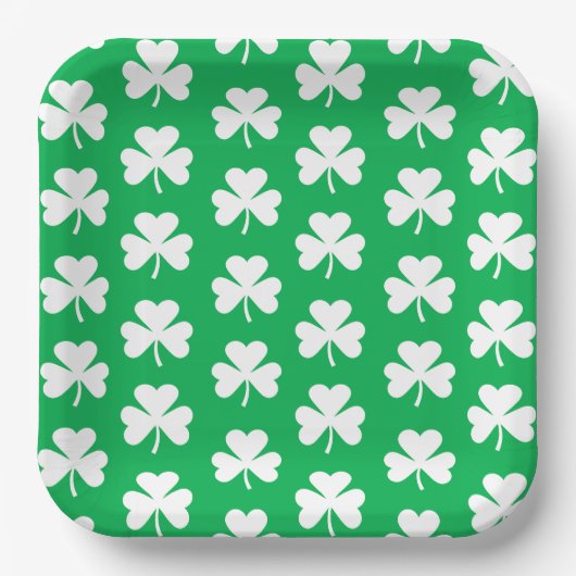 Muster für grüne und weiße Klee Pappteller (Vorderseite)