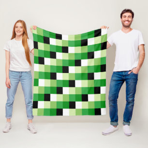 Muster für grüne und weiße Quadrate Fleecedecke