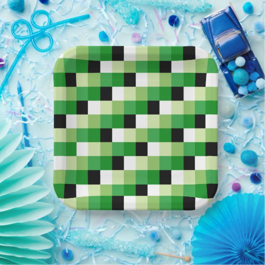 Muster für grüne und weiße Quadrate Pappteller (Party)