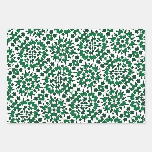 Muster für grüne und weiße Tile Geschenkpapier Set (Vorderseite)