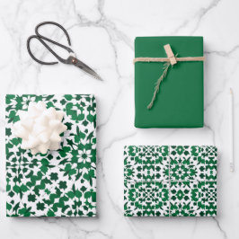Muster für grüne und weiße Tile Geschenkpapier Set
