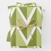 Muster für grüne Zickzack Streifen Geschenkpapier Set (Beispiel)