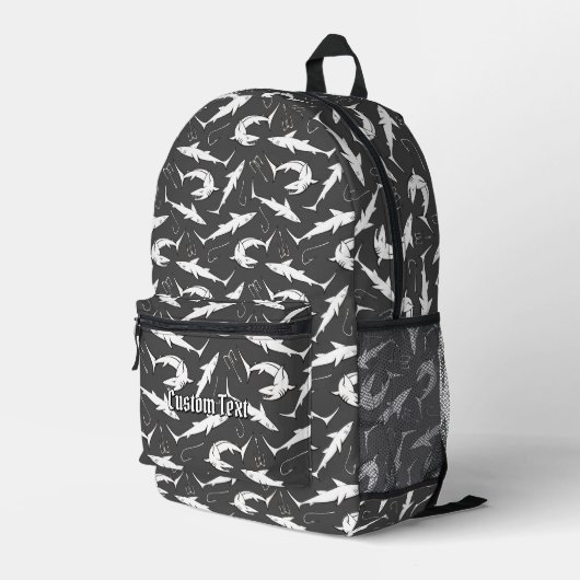 Muster für Haie und Haken Bedruckter Rucksack (Rückseitige Ecke Rechts)