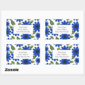 Muster für handgezeichnete blaue Blume Rechteckiger Aufkleber (Blatt)